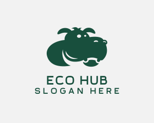 Wild Hippo Animal logo design