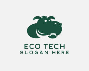 Ecosystem - Wild Hippo Animal logo design