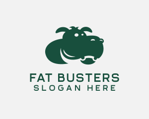 Fat - Wild Hippo Animal logo design