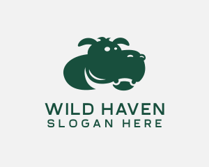 Wild Hippo Animal logo design