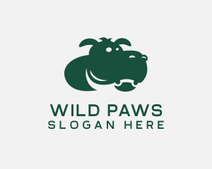 Wild Hippo Animal logo design