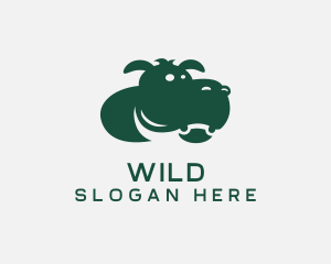 Cute - Wild Hippo Animal logo design