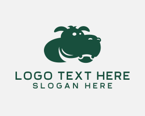 Wild Hippo Animal Logo