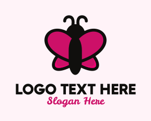 Girly - Cute Cartoon Butterfly logo design