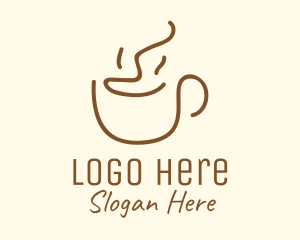 Hot Coffee - Simple Happy Coffee Mug logo design