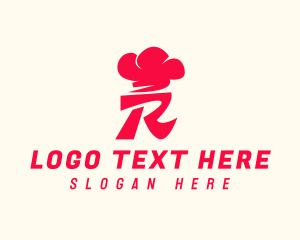 Food-stuffs - Red Chef Toque Letter R logo design