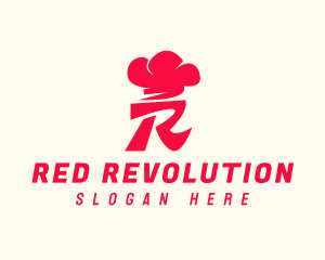 Red Chef Toque Letter R logo design