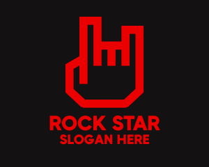 Rock - Red Rock Hand Band logo design