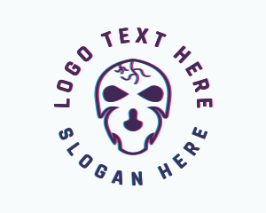 Horror - Glitch Horror Skull logo design