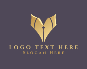 Calligrapher - Gold Pen Letter V logo design