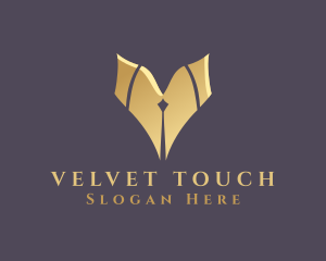 Gold Pen Letter V logo design