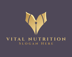 Gold Pen Letter V logo design