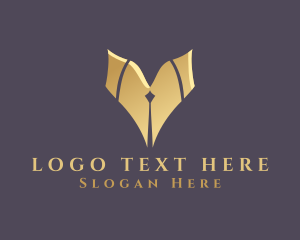 Business - Gold Pen Letter V logo design