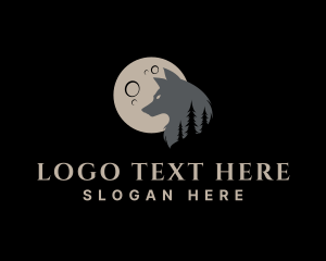 Moon - Wild Wolf Forest logo design