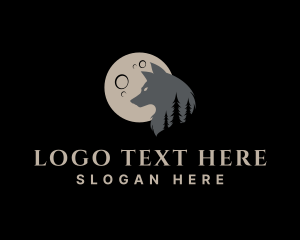 Pine Tree - Wild Wolf Forest logo design