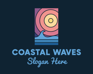 Sun Beach Wave logo design