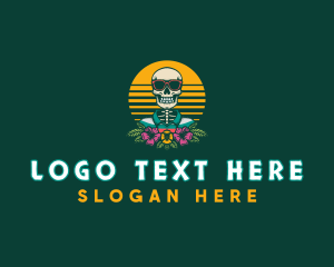Skeleton - Tropical Summer Skeleton logo design
