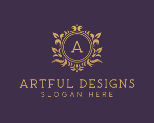 Gold Floral Wreath logo design