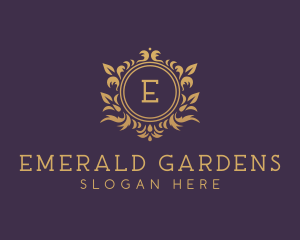 Gold Floral Wreath logo design