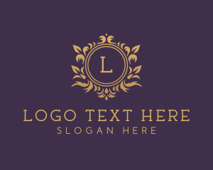 Luxury - Gold Floral Wreath logo design