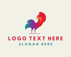 Farm Animal - Colorful Rooster Chicken logo design