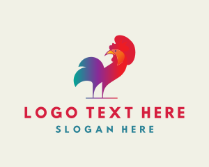 Red And Yellow - Colorful Rooster Chicken logo design