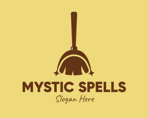 Witch - Brown Wizard Broomstick logo design