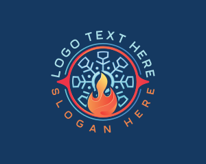 Air Conditioning - Snowflake Fire Thermal logo design
