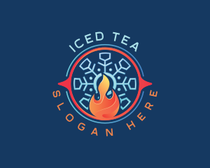 Snowflake Fire Thermal logo design