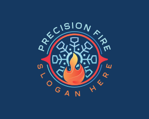 Snowflake Fire Thermal logo design