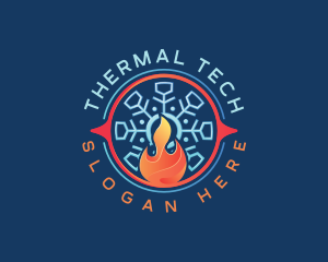 Thermal - Snowflake Fire Thermal logo design