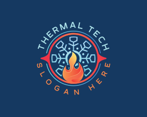 Snowflake Fire Thermal logo design