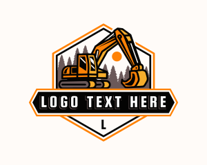 Mining - Excavator Forest Mining logo design