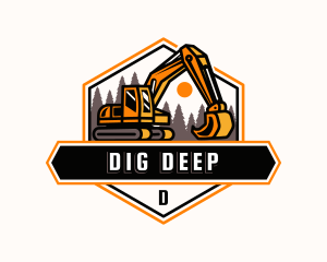 Excavator Forest Mining logo design