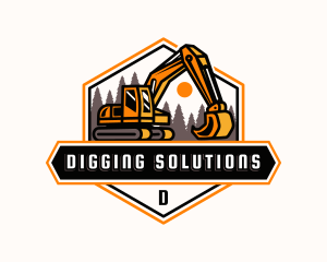 Excavator Forest Mining logo design