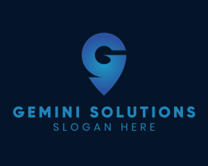 Blue Location Letter G logo design