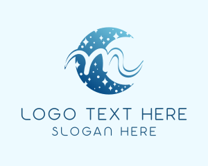 Spiritual - Moon Star Letter M logo design