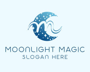 Moon Star Letter M logo design