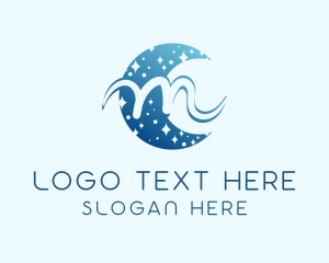 Stargazing - Moon Star Letter M logo design