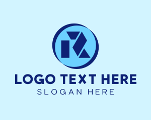 Geometric Blue Letter R  Logo