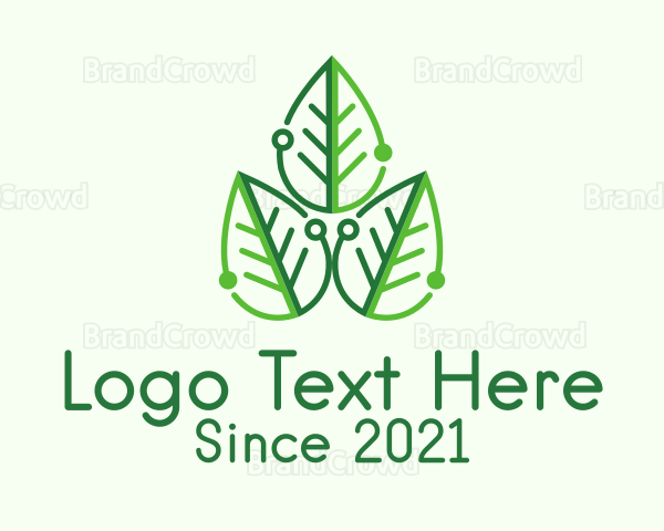 Green Circuit Leaf Logo