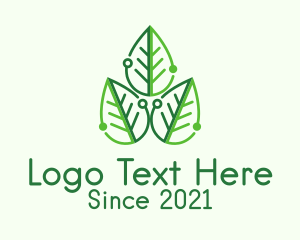 Cyber - Green Circuit Leaf logo design