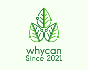 Vegan - Green Circuit Leaf logo design