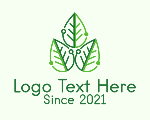 Technology - Green Circuit Leaf logo design