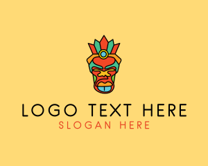 Mayan God - Multicolor Tribal Mask logo design