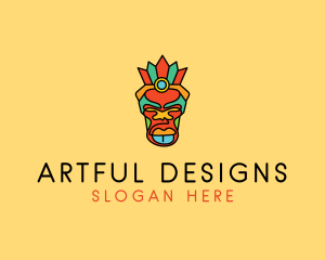 Multicolor Tribal Mask logo design