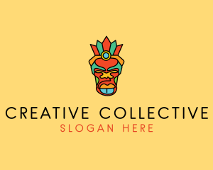 Multicolor Tribal Mask logo design