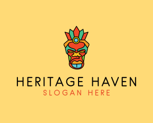 History - Multicolor Tribal Mask logo design