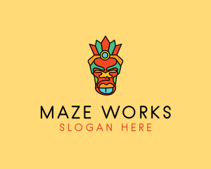 Multicolor Tribal Mask logo design