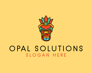 Multicolor Tribal Mask logo design